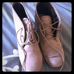 Mad Love Taupe Wedge Ankle Boots